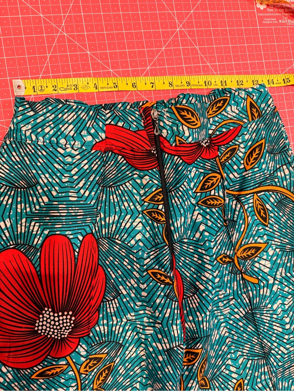 Boho Wide-Leg Floral Pants - Teal with Red Floral - Picture 2 of 9
